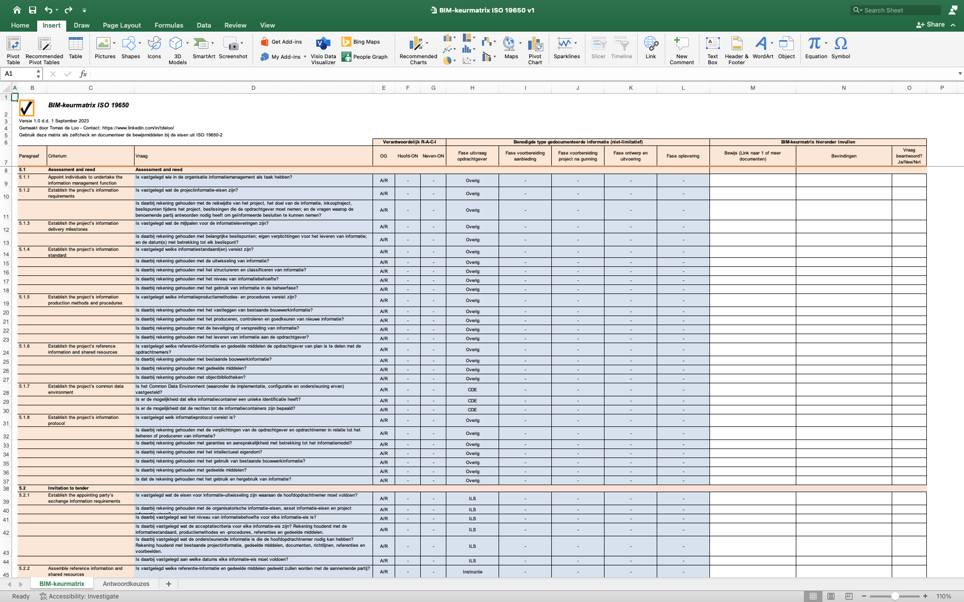 BIM-keurmatrix Excel BIM-keurmatrix Excel
